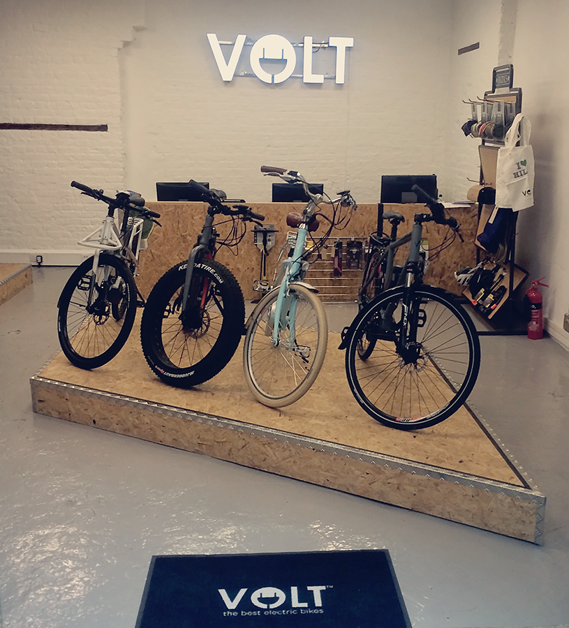 Section of the new VOLT e-bike showroom in London